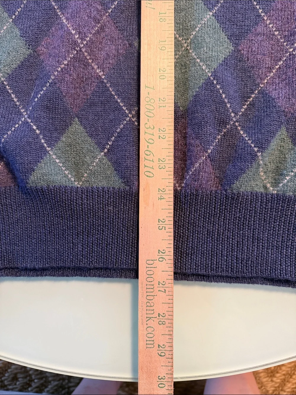 Ralph Lauren Purple Argyle Quarter-Zip Sweater with Green Diamonds size large